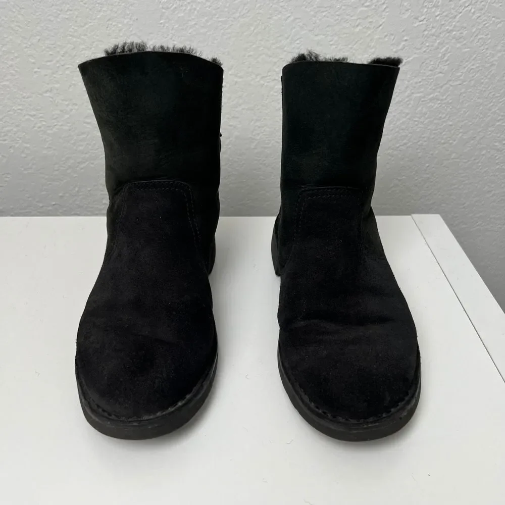 Ugg Women's Naiyah Lace-back Wool Suede Black Boot Size 7 - Picture 3 of 6